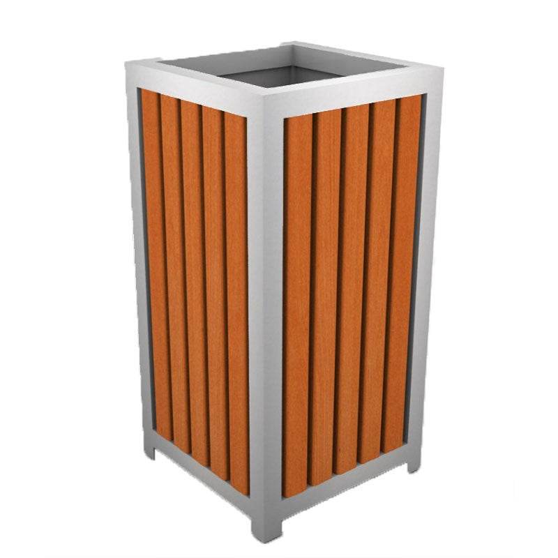 Basurero Metal Madera - Play Plaza