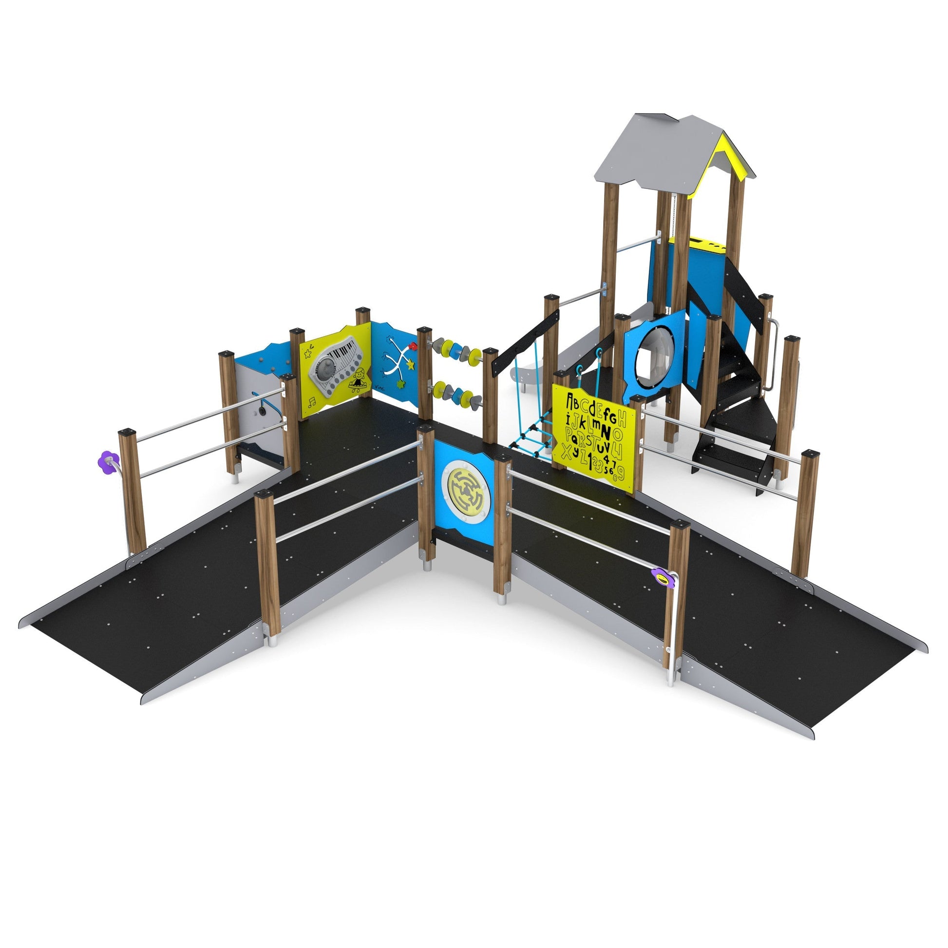 Juego Wooden 05-Juego Modular Inclusivo-HBWD1505-Juegos Inclusivos, Juegos Plaza Madera-Play Plaza