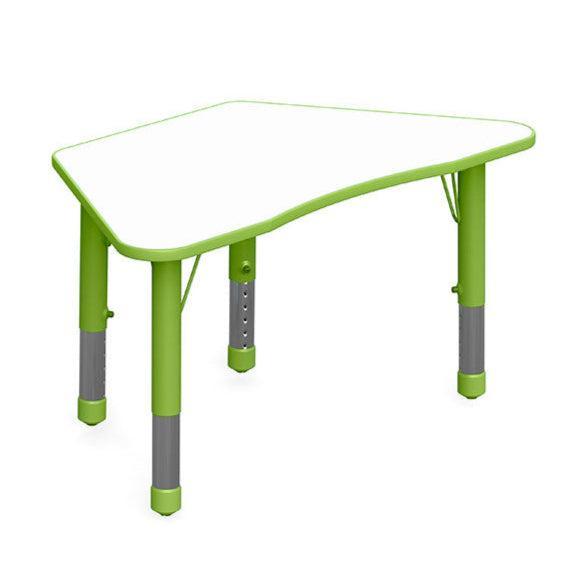 Mesa Colaborativa Trapezoidal Doble-Mesas Escolares-YCY-091_VERDE-Play Plaza