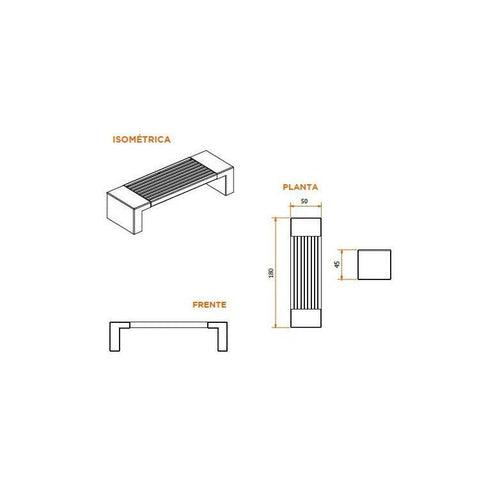 Banca Hormigón Madera 180 cm-Banca-Mobiliario Urbano Hormigón-Play Plaza