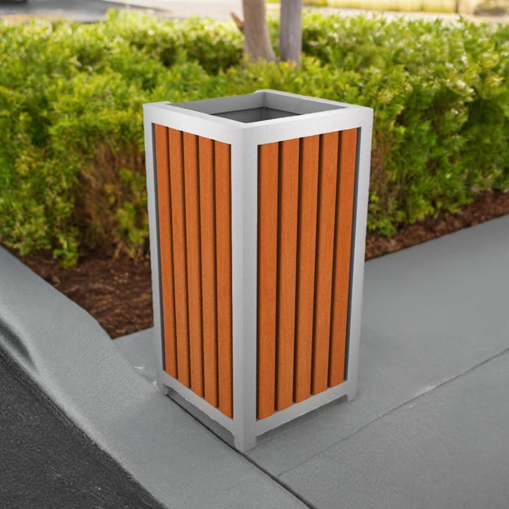 Basurero Metal Madera - Play Plaza
