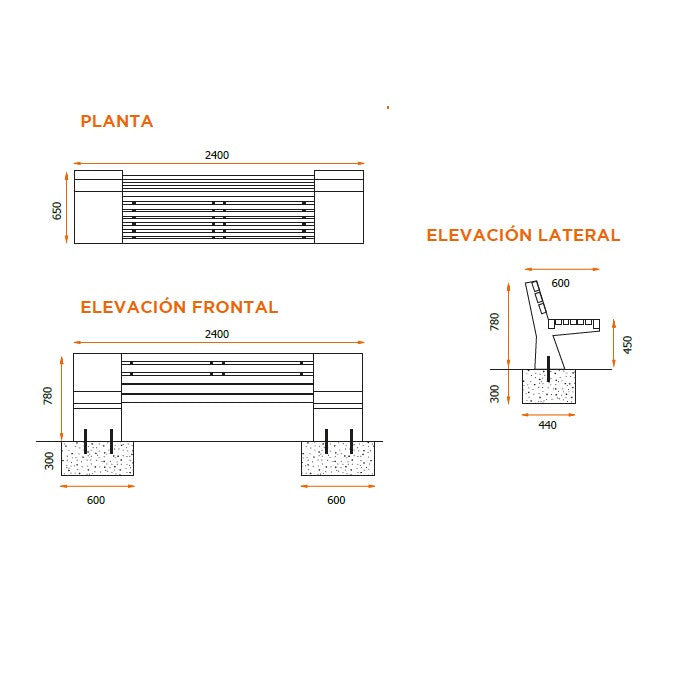 Escaño hormigón Lonquimay-Escaño-Mobiliario Urbano Hormigón-Play Plaza