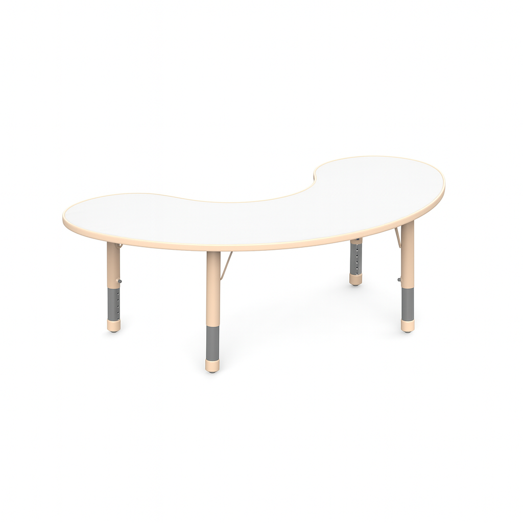 Mesa Riñón Colaborativa Doble Capa Melamina-Mesas Escolares-YCY-070_BEIGE-Play Plaza